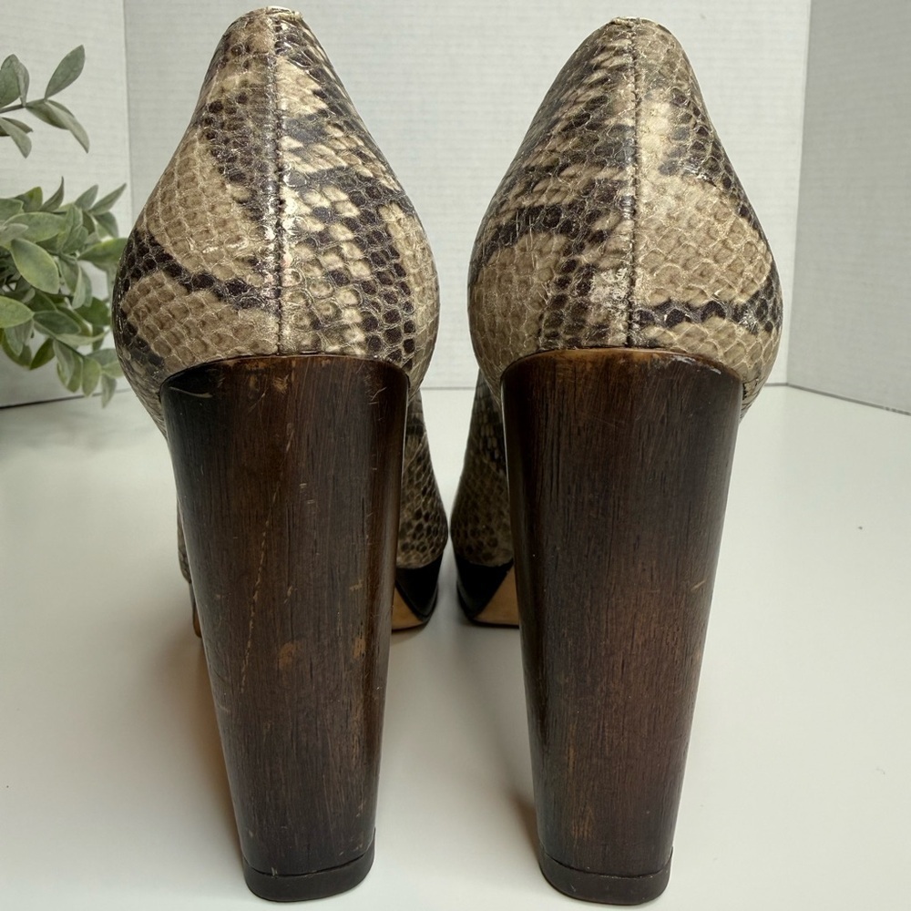 Cole Haan Snakeskin Print Mary Jane Platform Block Heels Size 7B Y2K Preppy Boho - Picture 10 of 15